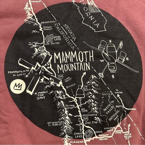 Mammoth WOMENS XL Pink mauve LANDMARK CLASSIC Crew Sweatshirt with map - Picture 12 of 15